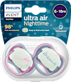 Schnuller ultra air Nighttime, rosa/grau , 6-18 Monate  PHILIPS AVENT