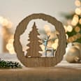 Holzaufsteller, Baumscheibe mit Elch & Baum Dekorieren & Einrichten
