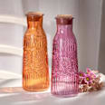 Glaskaraffe mit Schliff & Korkdeckel, lila Dekorieren & Einrichten