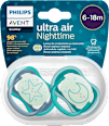 Nočné cumlíky ultra air Nighttime 6-18 m - modré PHILIPS AVENT