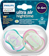 Nočné cumlíky Ultra Air Night 0-6 m - ružové PHILIPS AVENT