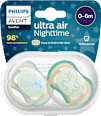 Schnuller ultra air Nighttime, grün/weiß,  0-6 Monate  PHILIPS AVENT