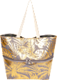 Strandtasche grau glänzend mit Blatt-Muster keine Marke