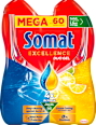Detergent za strojno pomivanje posode Excellence Duo-Gel z vonjem limone in limete MEGA, 2 x 540 ml Somat
