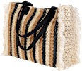 Strandtasche beige-schwarz mit Fransen  keine Marke