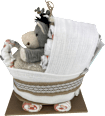 Windeltorte Kinderwagen mit Plüschesel braun Brandnation
