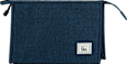 Kulturbeutel blau in Leinenoptik mit Aufnäher manòu