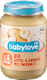 Bio sadni pripravek z jabolki, banano in prepečencem, po dopolnjenem 6. mesecu babylove