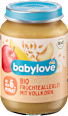 Bio bébidesszert gyümölcsök teljes értékű gabonapelyhekkel, 6. hónapos kortól babylove