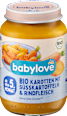 Menü Karotten mit Süßkartoffeln und Rind ab dem 5.Monat babylove