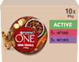 Nassfutter Hund mit Rind & Ente, MINI Active für kleine Rassen, Multipack (10x85 g) PURINA ONE