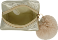 Kosmetiktasche gold schimmernd mini mit Bommel manòu