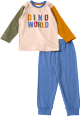 Schlafanzug mit "DINO WORLD"-Schriftzug, braun + blau, Gr. 110/116 ALANA