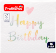 Serviete z napisom happy birthday, 25 x 25 cm Profissimo
