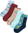 Socken mit Bagger-Muster, blau + rot + braun, Gr. 23/26 PUSBLU