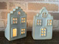 Teelichthalter aus Keramik, Giebelhaus, creme Dekorieren & Einrichten