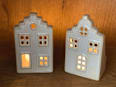 Teelichthalter aus Keramik, Giebelhaus, creme Dekorieren & Einrichten
