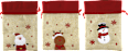 Geschenksack Jute mit rotem Fleece, Weihnachtsmann, Schneemann & Elch Dekorieren & Einrichten