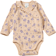 Wickelbody Langarm mit Blumen-Muster & Ajour-Struktur, beige, Gr.  50/56 ALANA