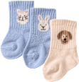 Erstlingssocken mit Tier-Motiven & Ripp-Struktur, blau + weiß, Gr. 15/16 ALANA
