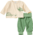 Set mit Langarmshirt mit Dino-Motiv & Hose mit Mitwachsfunktion, beige + grün, Gr. 68 ALANA