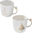 Kaffeebecher mit Sternchenhenkel & Baum, weiß-gold (360 ml) Dekorieren & Einrichten