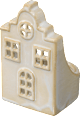 Teelichthalter aus Keramik, Giebelhaus, creme Dekorieren & Einrichten