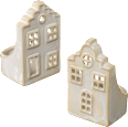 Teelichthalter aus Keramik, Giebelhaus, creme Dekorieren & Einrichten