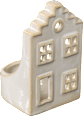 Teelichthalter aus Keramik, Giebelhaus, creme Dekorieren & Einrichten