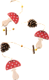 Holzgirlande, Pilz mit Tannenzapfen, rot Dekorieren & Einrichten