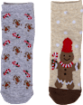 Kinder Weihnachtssocken mit Lebkuchen-Motive, Gr. One-Size (2 Paar) PURSET