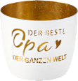 Kerzenhalter aus Metall mit Spruchausstanzung "Opa", weiß-gold Dekorieren & Einrichten