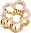 Haarklammer Blume rosa, Gold-Optik ebelin