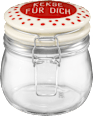 Glasvorratsdose 500ml mit Bügelverschluss "Kekse für dich" rot-weiß 11x11cm  Dekorieren & Einrichten