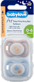 Schnuller Air Nacht Silikon symmetrisch, blau/rosa, 0-6 Monate babylove