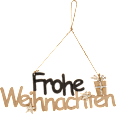 Holzschriftzug "Frohe Weihnachten", schwarz-natur-gold beglittert BOLTZE