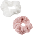 Scrunchies Kunstfell rosa, weiß ebelin