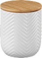 Keramikdose mit Holzdeckel, Muster Chevron, weiß Dekorieren & Einrichten