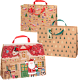 Geschenktasche Schlitten/Bäume/Lebkuchenhaus veredelt NK, maxi quer Profissimo