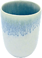 Becher aus Keramik ohne Henkel, blau/weiß keine Marke