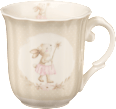 Kaffeebecher mit Hasenmädchen, gepunktet, braun BOLTZE
