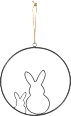 Metallring mit zwei Hasen zum Aufhängen, schwarz Dekorieren & Einrichten