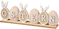 Holzschriftzug "OSTERN" mit Teddyfell & Hasenohren, beige-weiß Dekorieren & Einrichten