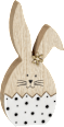Holzaufsteller Hase Eiform, natur-weiß-schwarz gepunktet BOLTZE