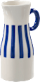 Krug/Vase aus Keramik, weiß/blau gestreift (19x13x8cm) BOLTZE