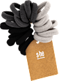 Haargummi-Set in schwarz, dunkelgrau & hellgrau s-he stylecollection