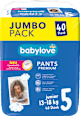 Pannolini premium a mutandina 5 junior (13-18 kg), confezione jumbo babylove