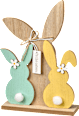 Holzaufsteller Hasen, natur/grün/gelb BOLTZE