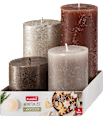 Rustik Stumpenkerzen Set platin taupe metallic Profissimo