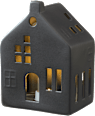Dekoaufsteller, Haus mit LED, schwarz (14 cm) BOLTZE